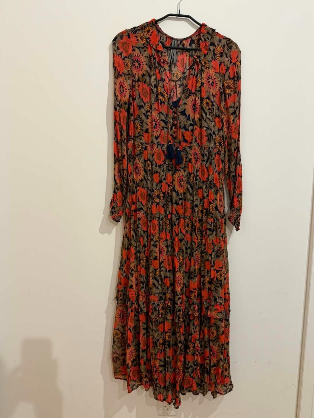Anthropologie Dress Women's S Multicolor Floral Maxi Boho  Long Sleeve Size S